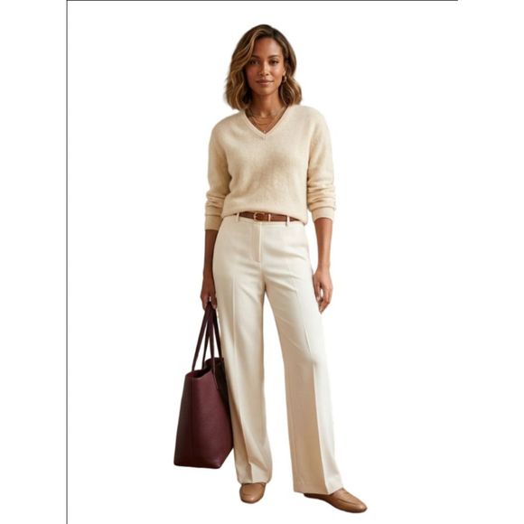 Field Gear Sweaters - Women's FIELD GEAR Beige Cashmere V-Neck Sweater L, Made in Japan